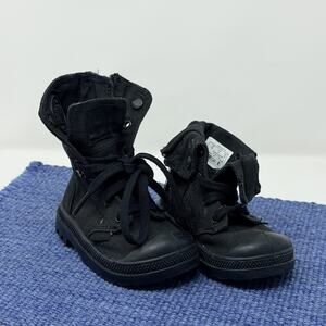 Palladium | Baggy Zipper Black Canvas Combat Kids / Infants Size 4 Boots